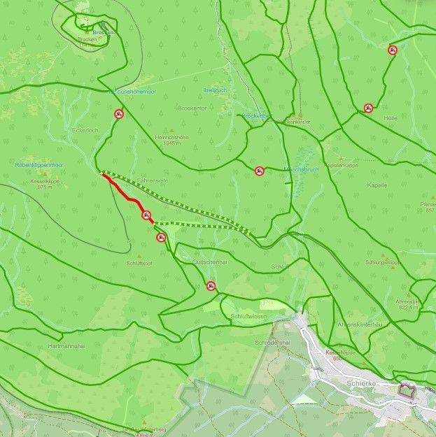 Sperrung Eckerlochstieg Nationalpark Harz - Karte, Foto Olaf Eggert